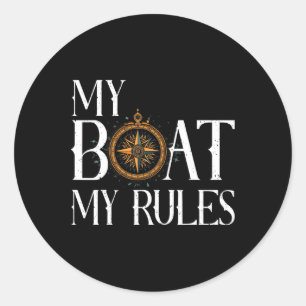 Adesivo Mens My Boat My Rules Ship's Wheel Capitão Nautica