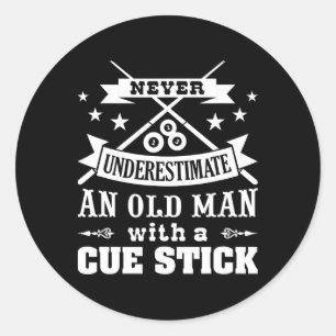 Adesivo Mens Nunca Subestimam O Velho Com O Cue Stick Po