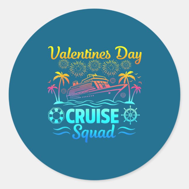 Adesivo Mens Valentines Day Cruise Squad 2026 Vacation Tra (Frente)