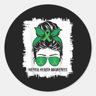 Adesivo Mensageiro Saúde Mental S Consciência Fita Verde _