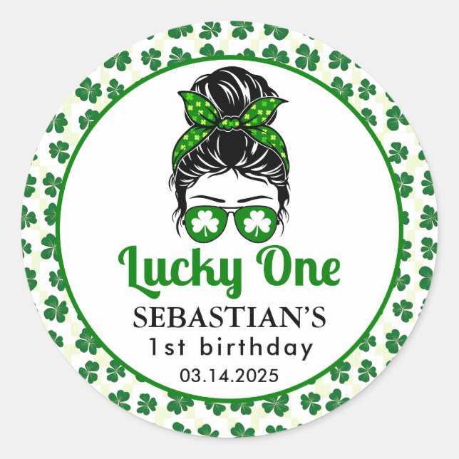 Adesivo Mensageiro Sortudo Uma primeiro aniversario (Frente)