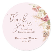 Mensagem de Chá de fraldas Floral Rosa Boho