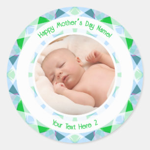 Adesivo Mensagem de Foto Personalizada Dia das Mães Azul V