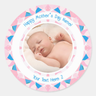 Adesivo Mensagem de Foto Personalizada Rosa Azul Dia das M