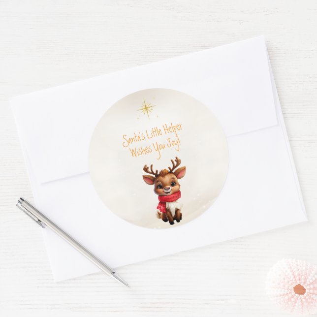 Adesivo Mensagem de Natal Adorável para Bebê Reindeer (Envelope)