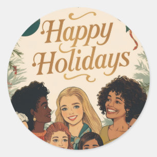 Adesivo Mensagem de Natal Vintage Feliz Ano Novo Família