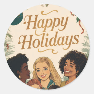 Adesivo Mensagem de Natal Vintage Feliz Ano Novo Família