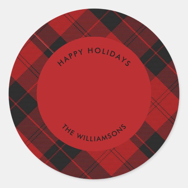 Adesivo Mensagem de nome personalizado do Red Black Tartan (Frente)