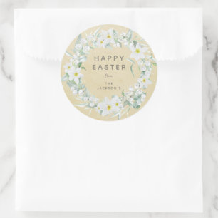 Adesivo Mensagem de Páscoa Floral Amarelo + Branco