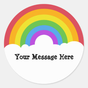 Adesivo Mensagem personalizada ao redor do arco-íris e nuv