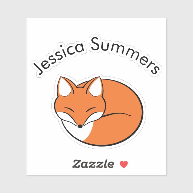 Adesivo Mensagem Personalizada Raposa de Cartoon em Sono (Folha)