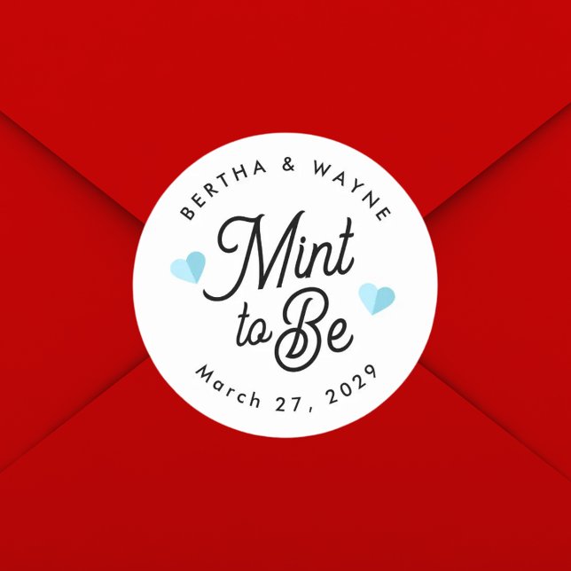 Adesivo Menta para Ser Favor Personalizado Moderno (Mint to Be favor stickers add playful personalized charm to wedding treats and gifts.)