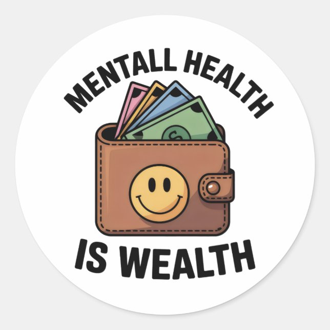 Adesivo Mental Health is Wealth Sticker – Smiley Wallet (Frente)