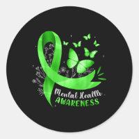 Mental Saúde Consciência Borboleta Fita Verde Wo