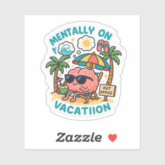 Adesivo Mentally On Vacation – Funny Brain Beach Sticker