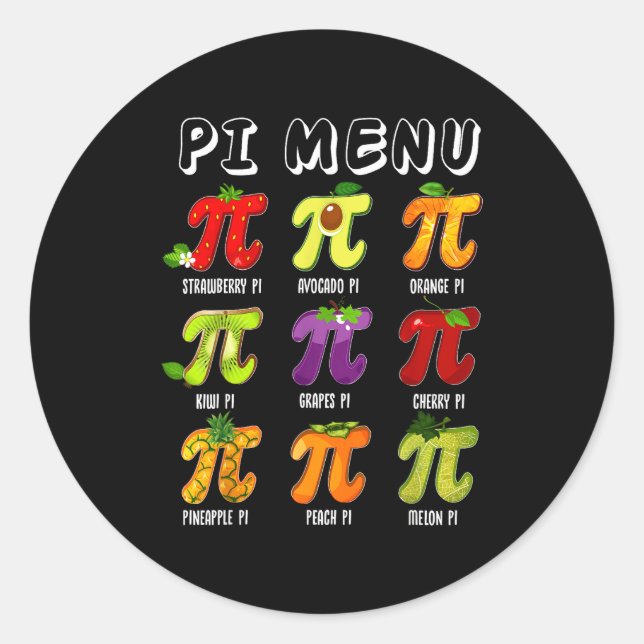 Adesivo Menu Pi 3.14 Símbolo Pi Engraçado Professor de Fru (Frente)