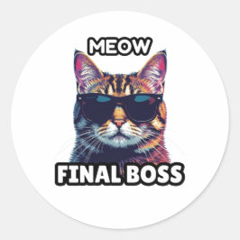 Adesivo Meow Final Boss Cool Cat Sticker