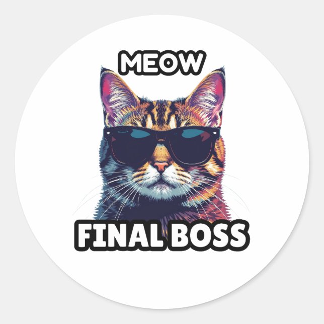 Adesivo Meow Final Boss Cool Cat Sticker (Frente)