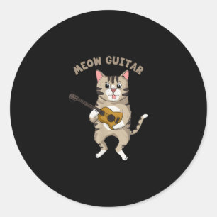 Adesivo Meow Guitar Cute Cat Tocando Violão Gatinhos Engra