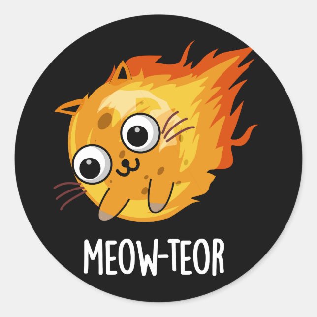 Adesivo Meow-teor Funny Meteor Pun Dark BG (Frente)
