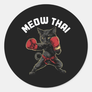 Adesivo Meow Thai Funny Muay Thai Boxando Gata Artes Marci