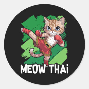 Adesivo Meow Thai Funny Muay Thai Boxando Gata Artes Marci