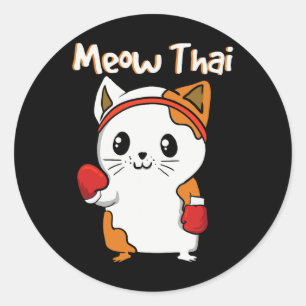Adesivo Meow Thai Martial Arts Cat Jiu-jitsu Karate Fighte