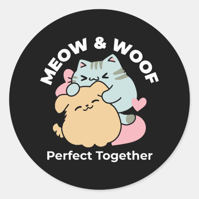 Adesivo Meow & Woof Perfect Toga - Gato e Cachorro Bonitos (Frente)