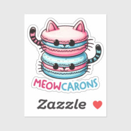 Adesivo Meowcarons Macaron Pun Funny Kawaii Cat Sticker