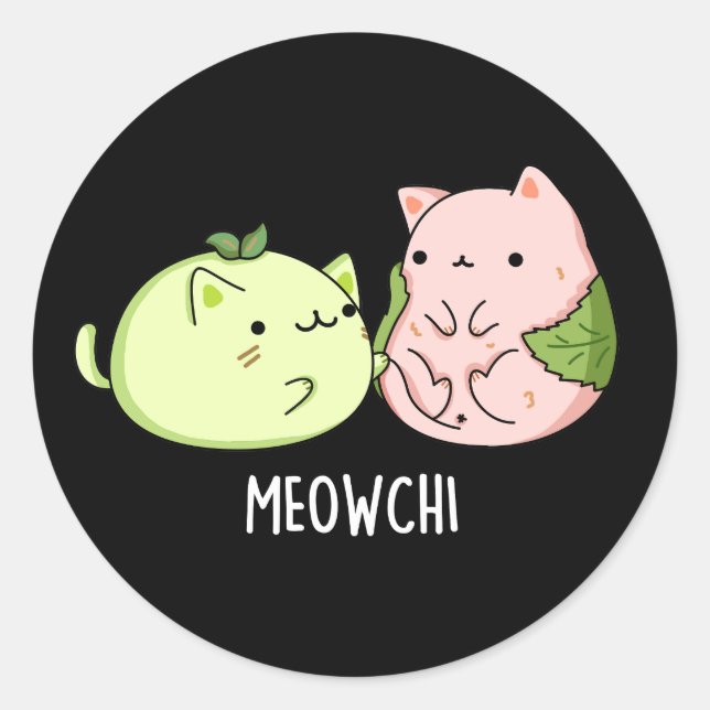 Adesivo Meowchi Funny Mochi Pun Dark BG (Frente)