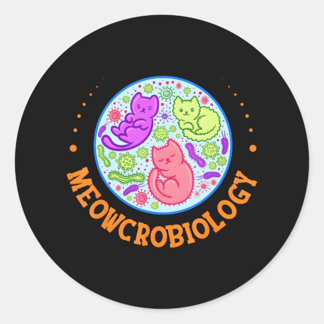 Adesivo Meowcrobiology Cat Microbiology Science (Frente)
