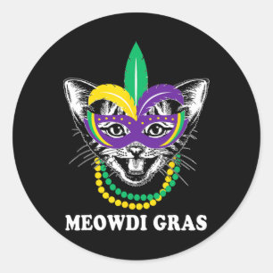 Adesivo Meowdi Gras Mardi Gras Amante de Gatos Nova Orlean