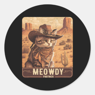 Adesivo Meowdy! Engraçado Música country Cat Cowboy Hat Po
