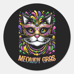 Adesivo Meowdy Gras Cat Kitten Mascarada Mardi Gras Miçang
