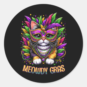 Adesivo Meowdy Gras Cat Kitten Mascarada Mardi Gras Miçang