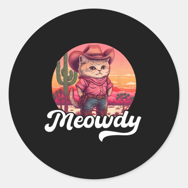 Adesivo Meowdy Texas Cat Meme Country Music Cowgirl Cute C (Frente)