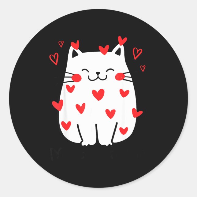 Adesivo Meowentine Cute Cat Valentines Day Heart Meow Kitt (Frente)