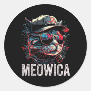 Adesivo Meowica 4 De Julho Cat American Flag America