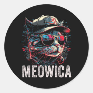 Adesivo Meowica 4 De Julho Cat American Flag America