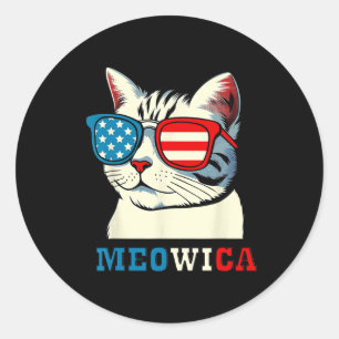Adesivo Meowica 4 De Julho Cat Sungles Bandeira Americana