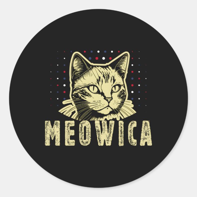 Adesivo Meowica Cat 4 De Julho Óculos De Sol Merica Cat Am (Frente)