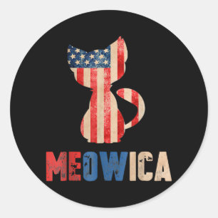 Adesivo Meowica Cat Kitty Lovers American Flag 4th Of