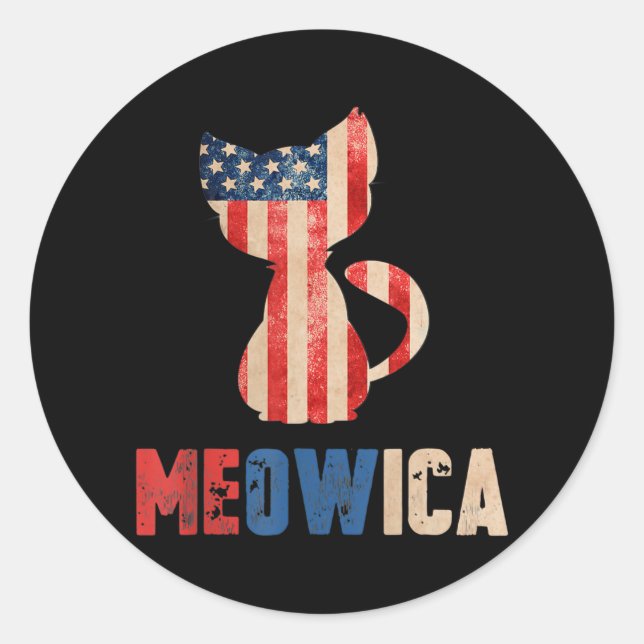 Adesivo Meowica Cat Kitty Lovers American Flag 4th Of (Frente)