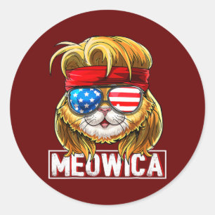 Adesivo Meowica Cat Mullet American Flag Patriótica 4º