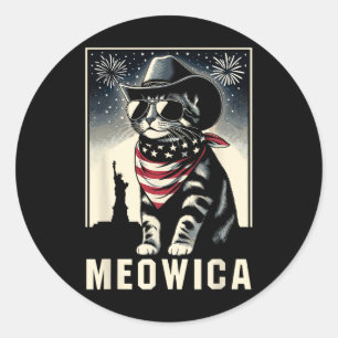 Adesivo Meowica Usa América Cat 4 De Julho Patriótico Engr