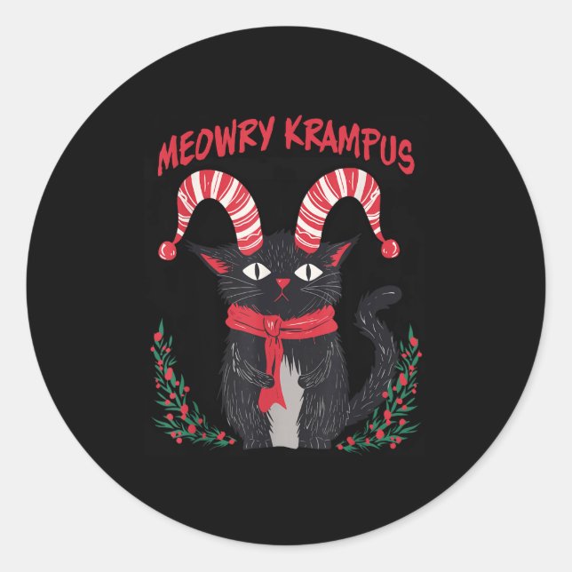 Adesivo Meowry Krampus Funny Krampus Is Coming To Town Cat (Frente)