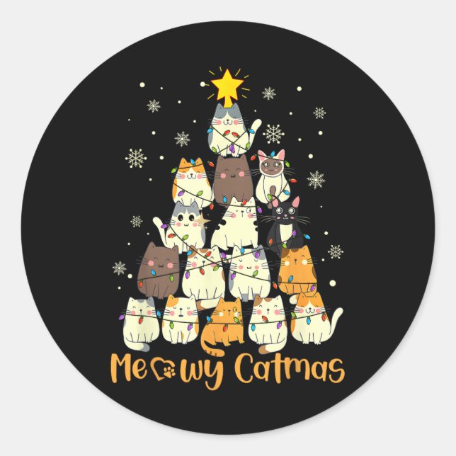 Adesivo Meowy Catmas Árvore de Natal Xmas Meninas Fu (Frente)