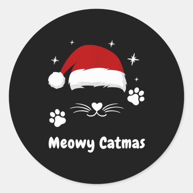 Adesivo Meowy Catmas Cute Kitten Cats Santa Hat Christmas  (Frente)