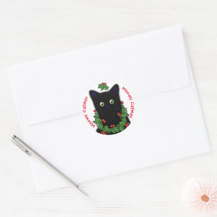 Adesivo Meowy Catmas desenhando Holly berry Natal