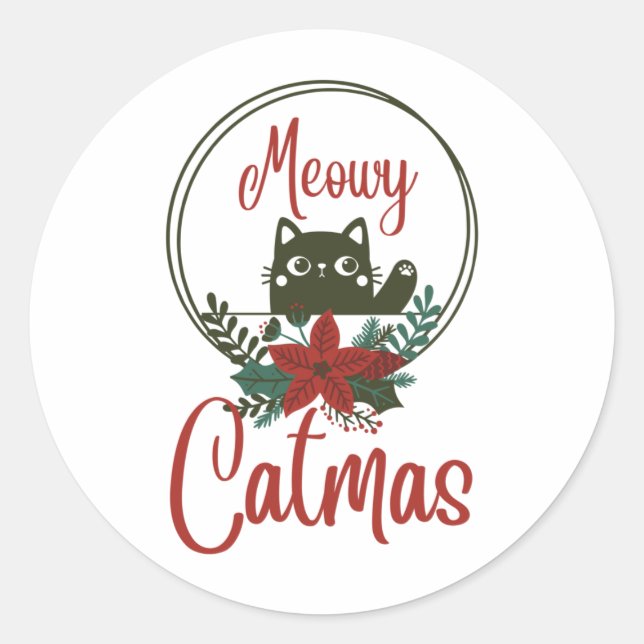 Adesivo Meowy Catmas, Feliz Natal (Frente)
